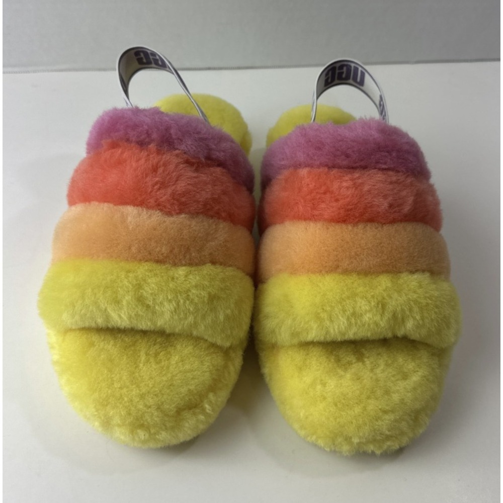 UGG Rainbow Fluff Yeah Slide Sandals Women's Size 8 Slippers New Without Tags - Picture 7 of 13